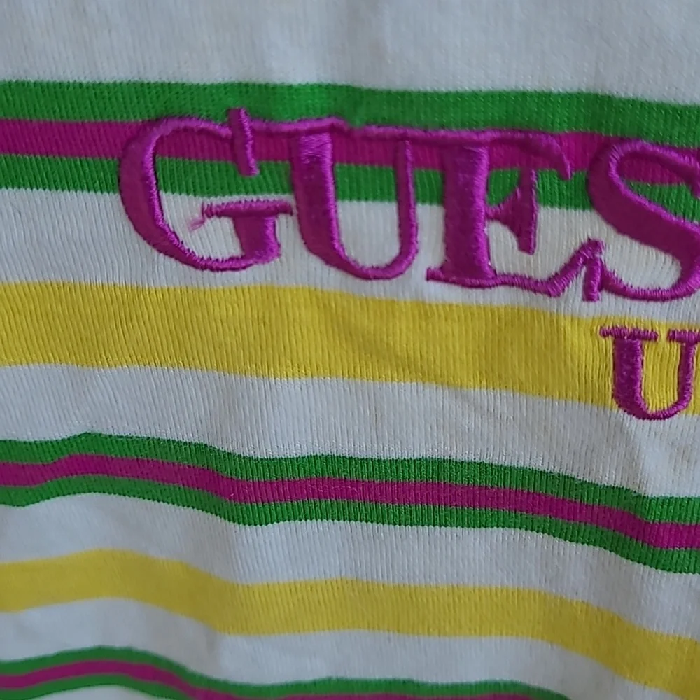GUESS Produce Farmers Market Striped Shirt Mens XXL Short Sleeve Shirt‎ VTG RARE - Picture 3 of 5